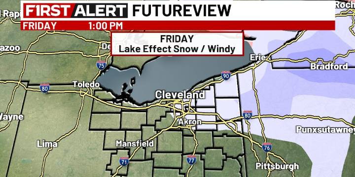 Lake effect snow warning issued for parts of Northeast Ohio starting Thursday