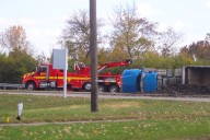 Officials respond to overturned semi in Dayton
