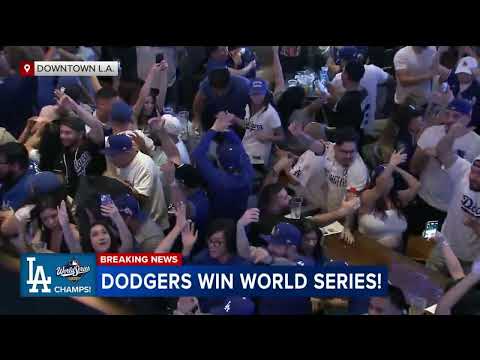 Fans celebrate Will Smith's home run that lifted Dodgers over Blue Jays to win World Series