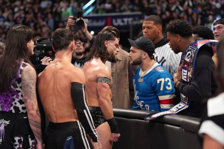 Cam Skattebo, other Giants take part in 'Monday Night Raw' melee