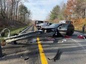 One person flown to hospital following vehicle crash on I
