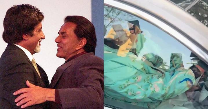 Big B self-drives to meet ailing Dharmendra post