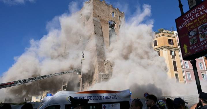 Torre dei Conti collapse: Several people trapped as part of Rome tower crumbles