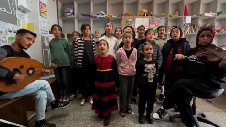 Palestinian children from Gaza’s Nuseirat Choir perform viral ‘drone song’
