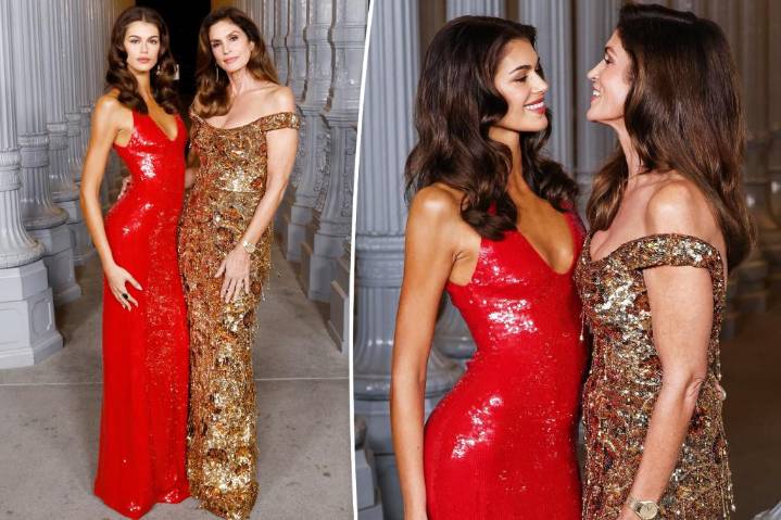 Cindy Crawford and Kaia Gerber twin in Gucci gowns at 2025 LACMA Art + Film Gala