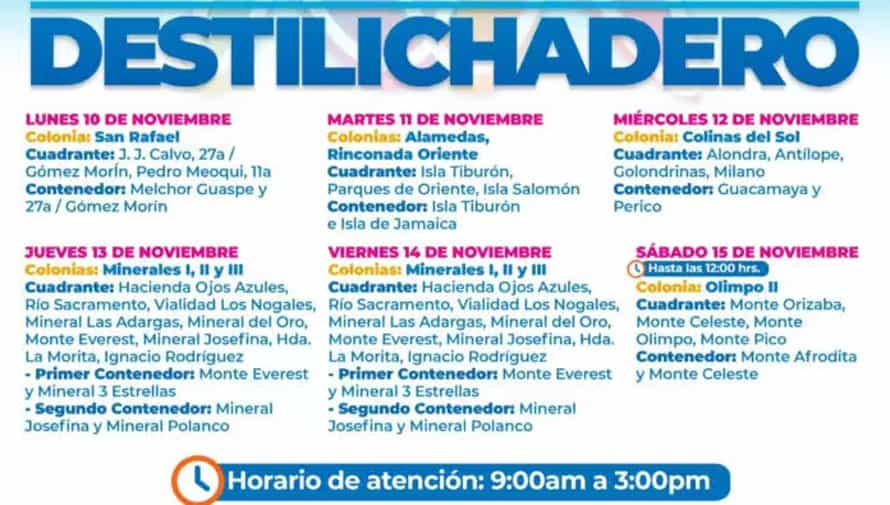 Habrá destilichadero en Los Minerales I, II y III