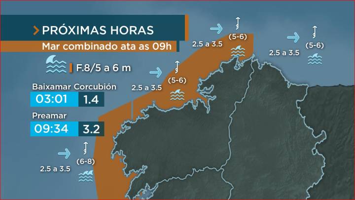 Aviso laranxa por mar combinado de Bares a Guarda