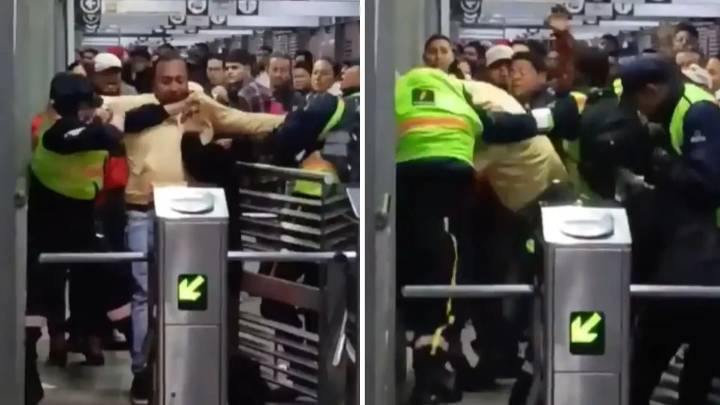 VIDEO | Fuerte pelea en estación de Transmilenio: usuario golpeó a 3 guardias para evadir el pasaje
