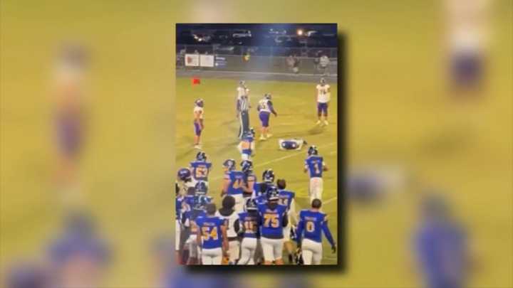 Florida high school football player arrested after swinging helmet at another player on field