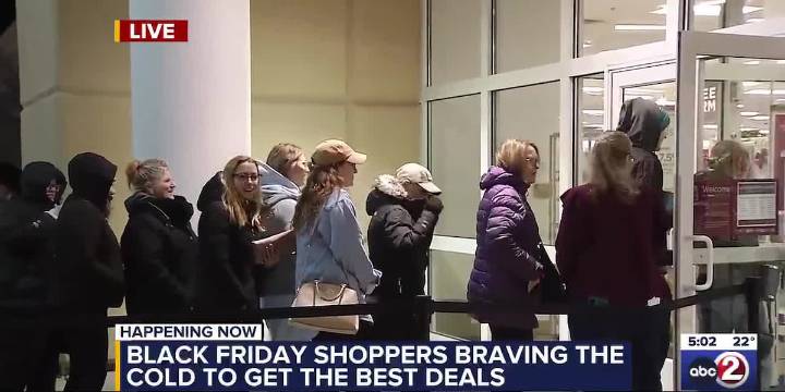 Crowds wait for doors to open for Black Friday