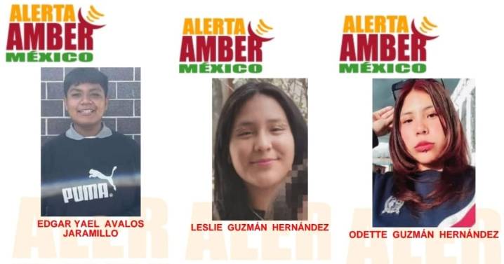 Activan Alerta por Leslie Guzmán Hernández, Odette Guzmán Hernández y Edgar Yael Avalos Jaramillo de 17, 13 y 14 años de edad