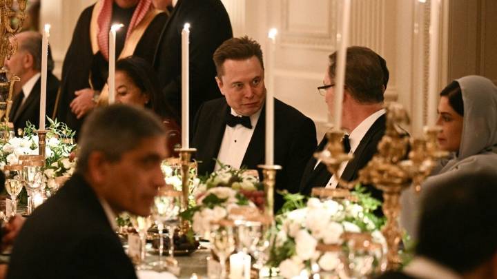 Trump Lovingly Pats Elon Musk on Stomach During Dinner at White House