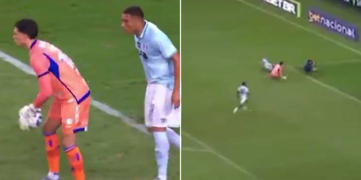 Esperó detrás del arquero, le robó el balón y marcó: el insólito gol que sufrió el Fortaleza de Palermo en su lucha por no descender