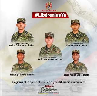 LIBRES LOS CINCO SOLDADOS QUE ESTABAN EN PODER DEL ELN