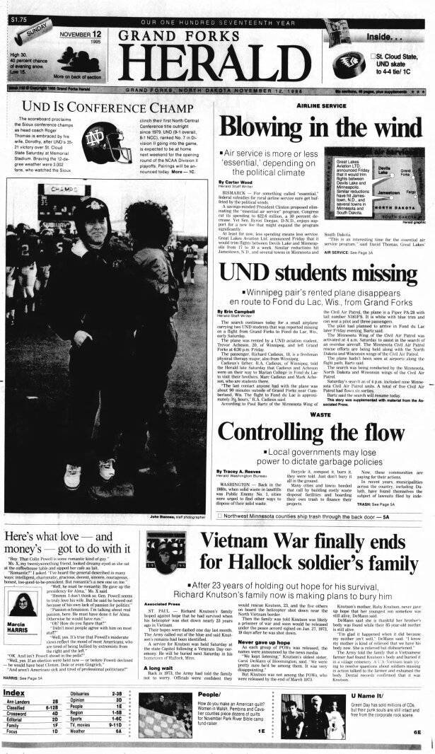 Today in History: November 12, 1995 - UND students missing
