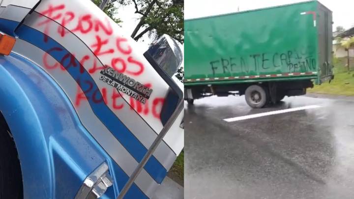 VIDEO | Presunto retén ilegal de disidencias en la vía Panamericana: dispararon contra llantas de camiones
