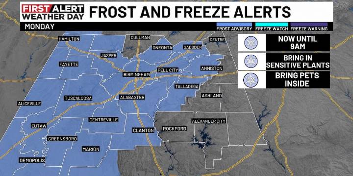 First Alert Weather: Chilly Monday morning, frost advisory until 9 a.m.