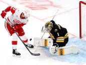 Swayman leads Bruins past Red Wings 3