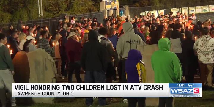 Hundreds gather for vigil honoring two children lost in ATV crash