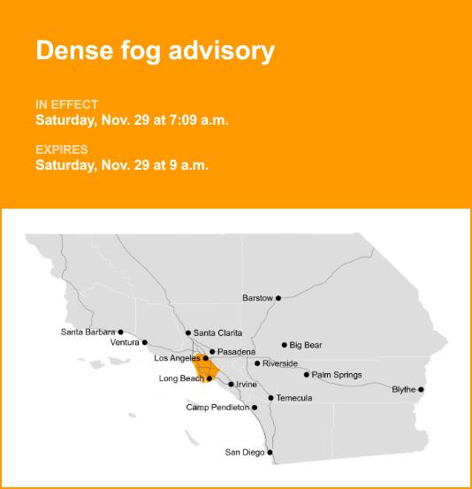 Dense fog advisory issued by the NWS Saturday morning
