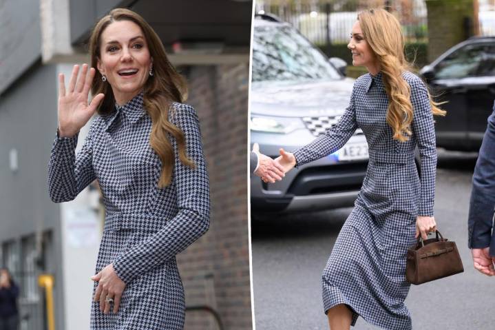 Kate Middleton paired her houndstooth dress with a DeMellier bag that’s on sale for Black Friday