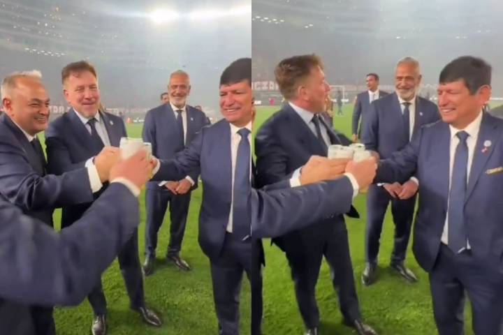 VIDEO. El incómodo momento que vivió Pablo Milad con el presidente de la Conmebol tras la final de la Copa Libertadores