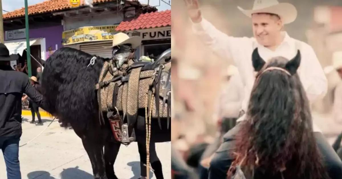 El jinete ausente: "Copetudo", el caballo de Carlos Manzo, encabeza cabalgata por la paz en Uruapan