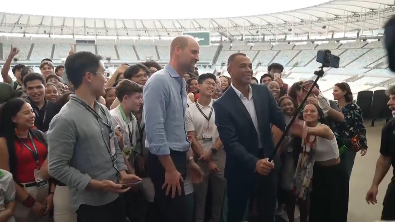 Prince William meets with Cafu, played football and beach volleyball in Rio De Janeiro.