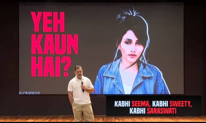 Brazilian Model Listed as Haryana Voter Sparks Political Storm; Rahul Gandhi Accuses BJP, EC of Election Rigging: Video