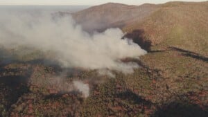 Wildfire burning in mountains near Chatsworth