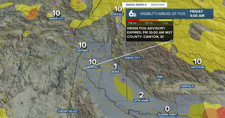 Dense fog advisory issued for Treasure Valley Friday night through Saturday morning