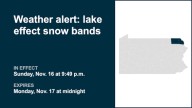 Weather alert for lake effect snow bands in Northern Wayne and Susquehanna County until early Monday