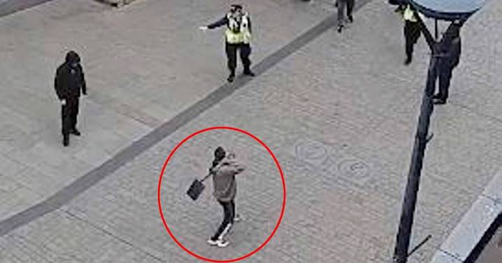 Thug who went berserk with a spade in busy city centre is jailed