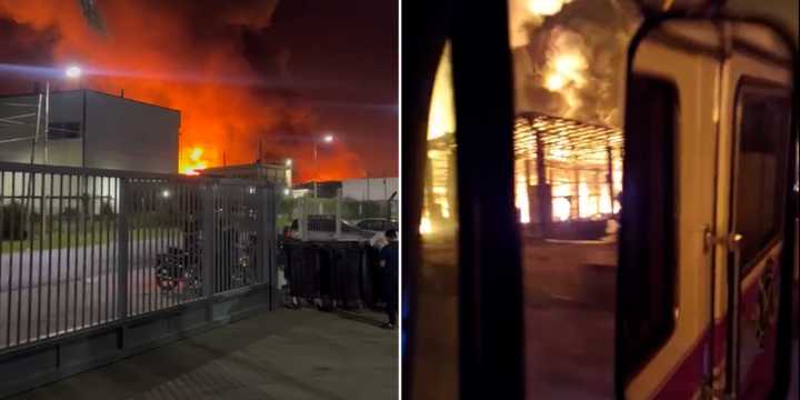 Impactante explosión en Ezeiza: se incendia una fábrica y trabajan varias dotaciones de bomberos