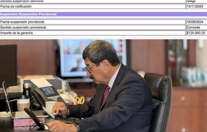 Niegan suspensión definitiva a Corral; promovió amparo en 2024