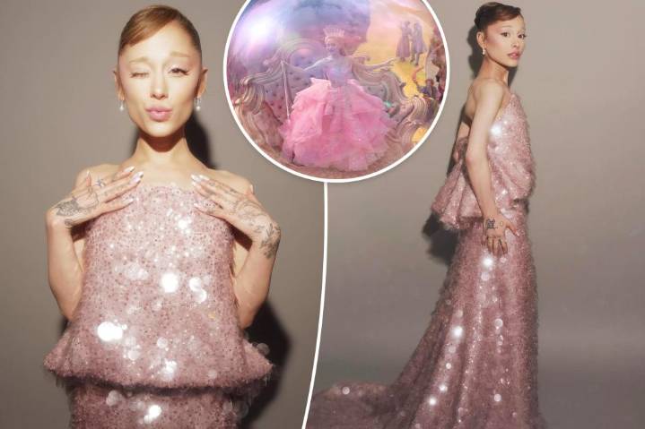 Ariana Grande wears pink sequin gown from Balenciaga in Singapore to channel Glinda in ‘Wicked: For Good’ premiere