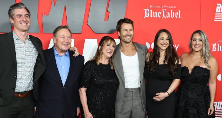 Glen Powell Brings His Parents & Sisters to ‘The Running Man’ Premiere In NYC | alex neustaedter, Christian Slater, Colman Domingo, Daniel Ezra, Darren Criss, David Zayas, Eden Brolin, Edgar Wright, E