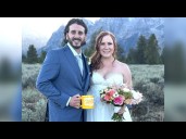 Bride and Groom Snap Sunday Mug Shot in Grand Teton