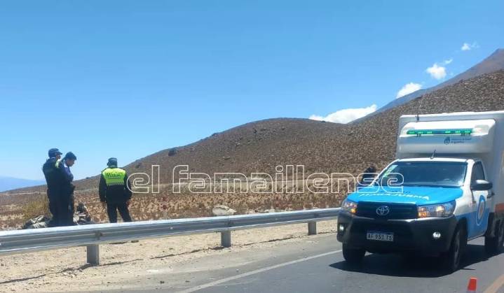 Un motociclista resultó herido en un grave accidente sobre la ruta 307 cerca de Amaicha del Valle