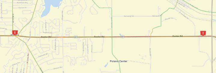 Section of Route 224 in Poland closed due to power lines in roadway