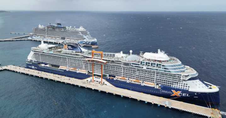 Mara Lezama da bienvenida al crucero Celebrity Xcel en Cozumel, primer puerto que toca en el mundo