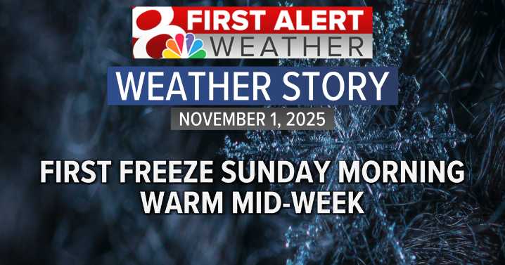 Forecast: First freeze Sunday morning, warm mid
