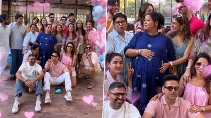 Agency News Bharti Singh Baby Shower: Mom-to-Be Dazzles in Blue as Tejasswi Prakash, Jasmin Bhasin, Aly Goni and More Join Fun