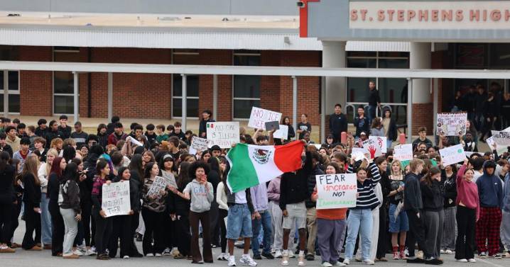 See photos of St. Stephens High School students protesting ICE on Tuesday