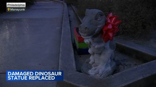 Manayunk's 'Bridget the Dino' replaced after being damaged by vandal in Philadelphia
