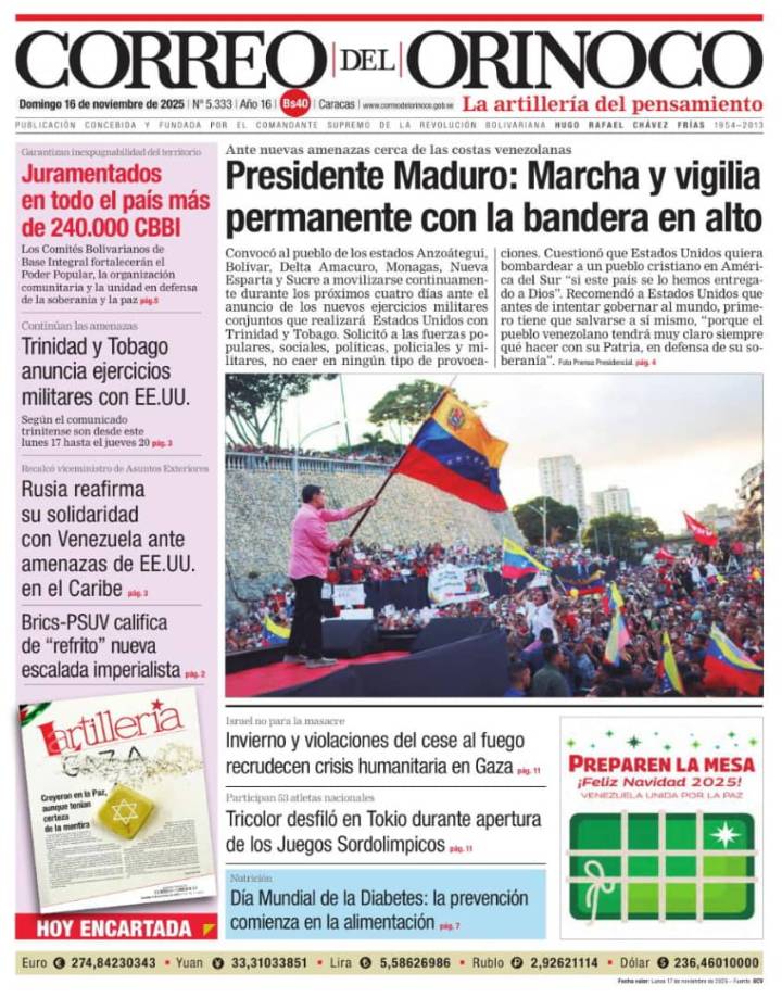 Edición Impresa Correo del Orinoco N° 5.333