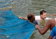Rahul jumps into muddy pond, interacts with fishermen in poll