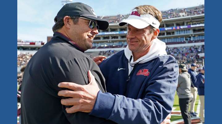 Ole miss coach Lane Kiffin emotional, non-committal about his future, following Egg Bowl triumph