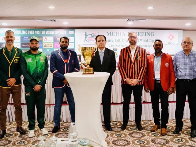 International Masters Cricket Council Over-40 T20 WC trophy unveiled in Karachi