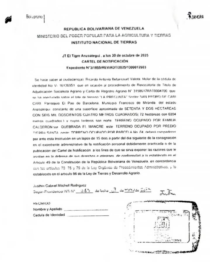 CARTEL DE NOTIFICACIÓN